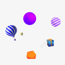 条纹气球彩色电商活动漂浮高清图片