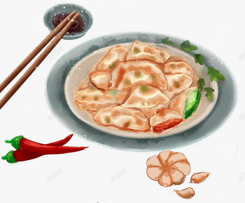 冬至手绘饺子食物png免抠素材_88icon https://88icon.com 冬至 卡通手绘 插画 美食 装饰图案 食物 饺子