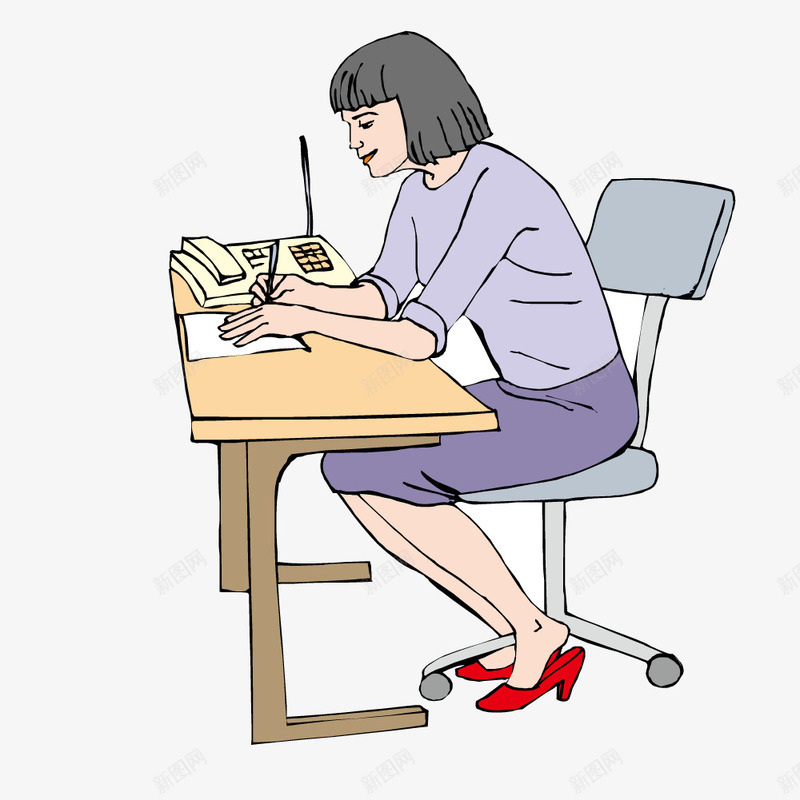 坐在椅子上写字的美女png免抠素材_88icon https://88icon.com 写字 椅子 美女
