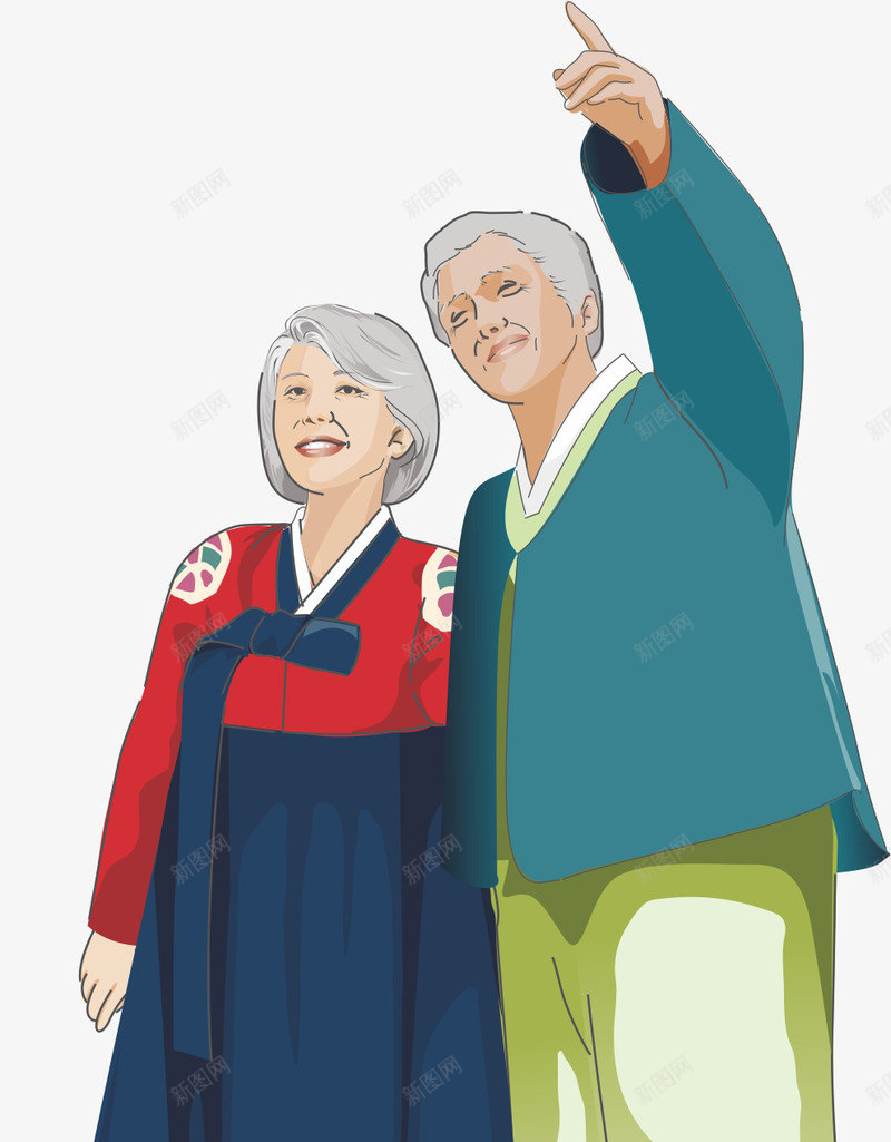 健康老人png免抠素材_88icon https://88icon.com 夫妻 幸福 恩爱 老人健康 韩服