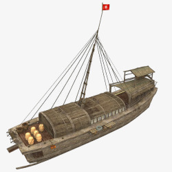 旗帜木头帆船捕鱼船只素材