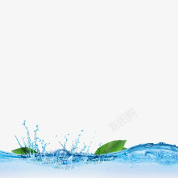 漂浮水水效果元素绿叶漂浮高清图片