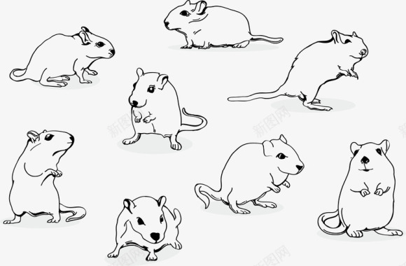 行走老鼠手绘卡通老鼠矢量图图标图标