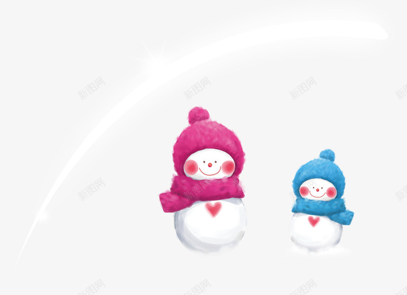 戴帽子的小雪人psd免抠素材_88icon https://88icon.com 圣诞节 红色帽子 装饰图案 雪人