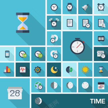时间图沙漏扁平化的时间图标矢量图图标