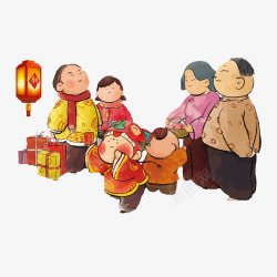 父母春节回家拜年过节主题插画高清图片