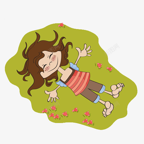 躺在草坪上的小女孩png免抠素材_88icon https://88icon.com 创意 女孩 手绘 插画 草坪