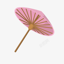 手绘粉色油纸伞素材