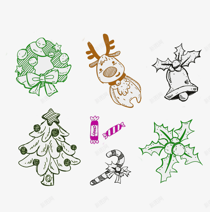 圣诞节卡通图案png免抠素材_88icon https://88icon.com 卡通 圣诞 圣诞树 圣诞节 手绘 植物 节日 铃铛