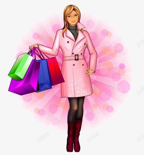购物的女人png免抠素材_88icon https://88icon.com 女人 女士 手提袋 手绘 站立 站立的人 购物