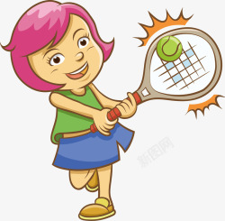 打网球的小女生素材