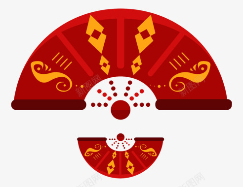 扇子红色中国风古风扇子图标图标