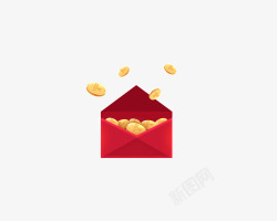 苹果7红色海报金币掉落到红包里高清图片
