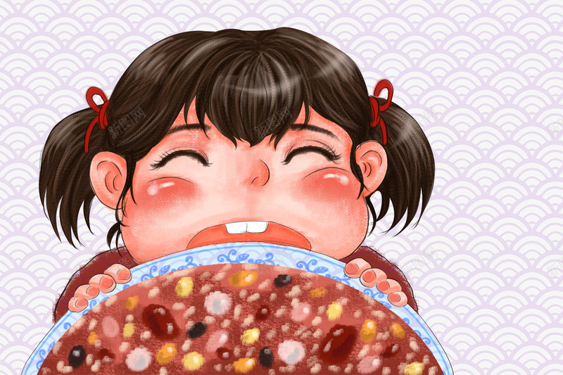 卡通手绘可爱插图小女孩喝腊八粥png免抠素材_88icon https://88icon.com 卡通 可爱插图 喝腊八粥 小女孩 手绘 腊八节