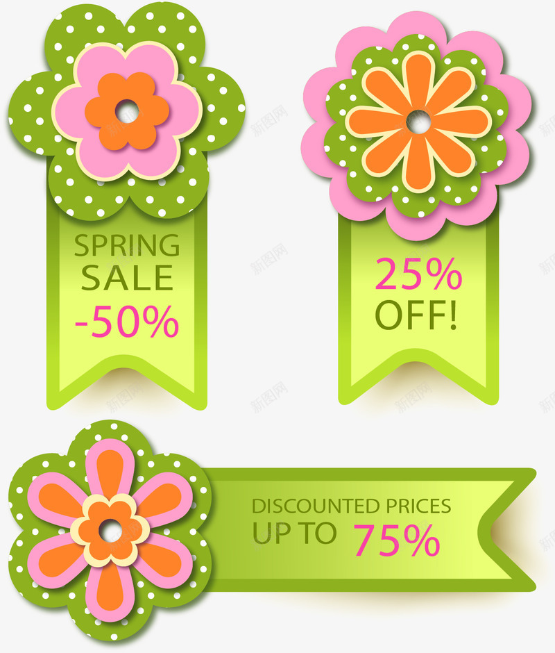 绿色花朵折扣标签png免抠素材_88icon https://88icon.com 价格 商品 折扣 标签
