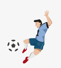 卡通手绘踢足球的男人插画素材