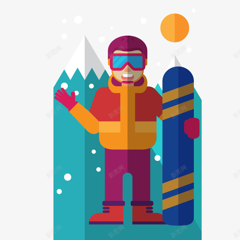 冬季运动矢量图ai免抠素材_88icon https://88icon.com 单板 扁平 滑雪 滑雪人 矢量图