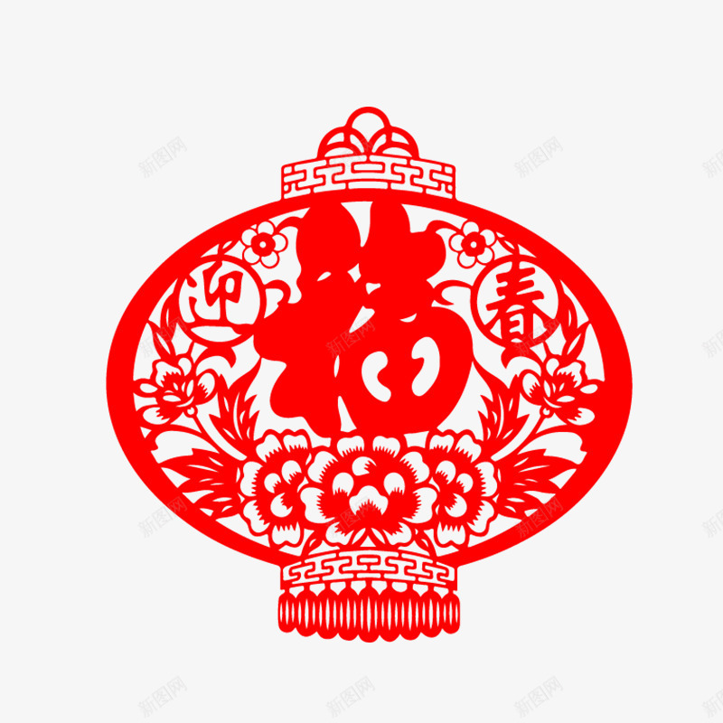 春节迎春福字剪纸png免抠素材_88icon https://88icon.com 传统节日 剪纸设计 福字 红色 节日装饰 迎春