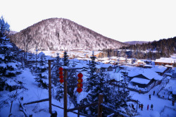 村庄雪景俯瞰图素材