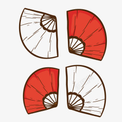 手绘中国风扇子矢量图素材