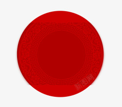 红色背景新春圆形装饰图案素材