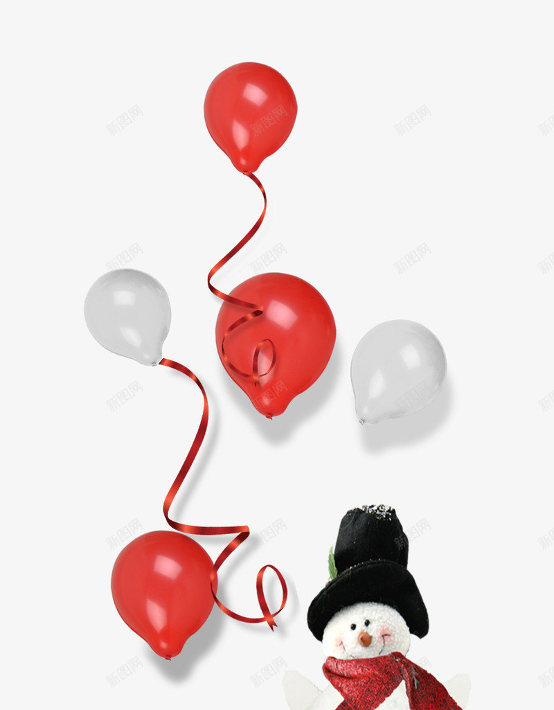 牵着气球的雪人png免抠素材_88icon https://88icon.com 戴帽子 暖冬 气球 红气球 雪人