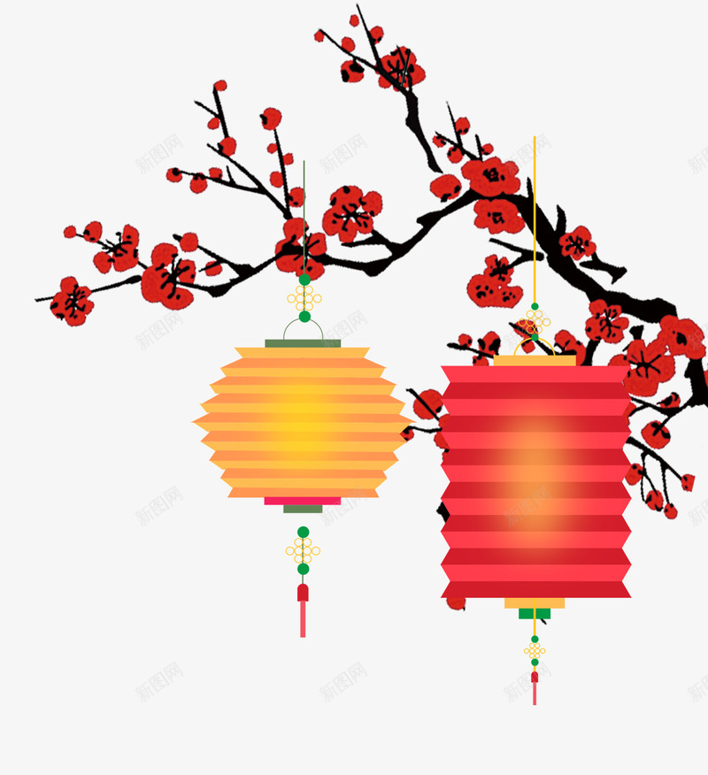 春节喜庆灯笼psd分层图png免抠素材_88icon https://88icon.com 喜迎新年 新年psd分层图 新年快乐 春节 欢庆中国年 灯笼 红梅