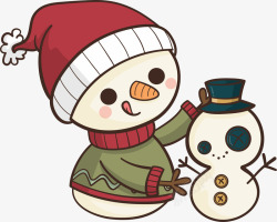 冬天圣诞节两个雪人矢量图素材