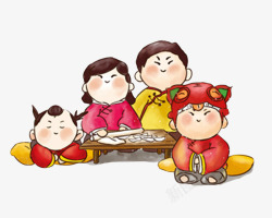 春节吃饺子冬至卡通福娃包饺子人物高清图片