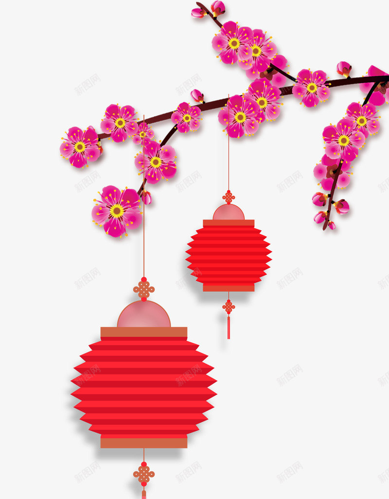 新年红灯笼卡通手绘图png免抠素材_88icon https://88icon.com 2018新春 新春 春节 梅花 狗年春节 红灯笼