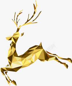 金色圣诞节奔跑驯鹿素材