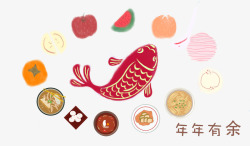 春节主题手绘年夜饭插图素材