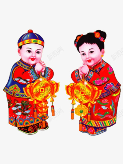 春节拜年孩童门贴png免抠素材_88icon https://88icon.com 喜庆 拜年 新年 新年快乐 春节 过年