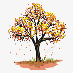 大树黄叶绘制一棵落叶纷纷的大树高清图片