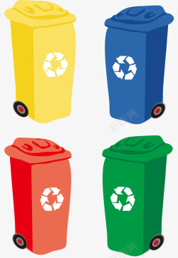 卡通创意环保垃圾回收箱矢量图素材