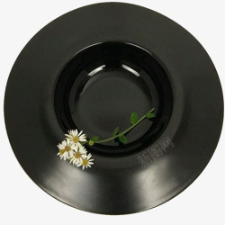 黑色小花黑色小花圆环简约家用陶瓷盘子高清图片