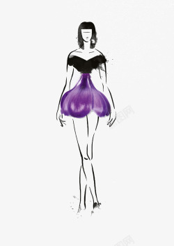 紫色时尚创意服装素材