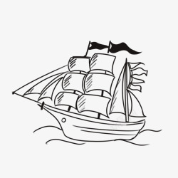 航行车帆船卡通手绘素材