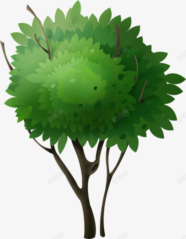 手绘大树png免抠素材_88icon https://88icon.com 卡通 树干 树根 素材 绿色 配图