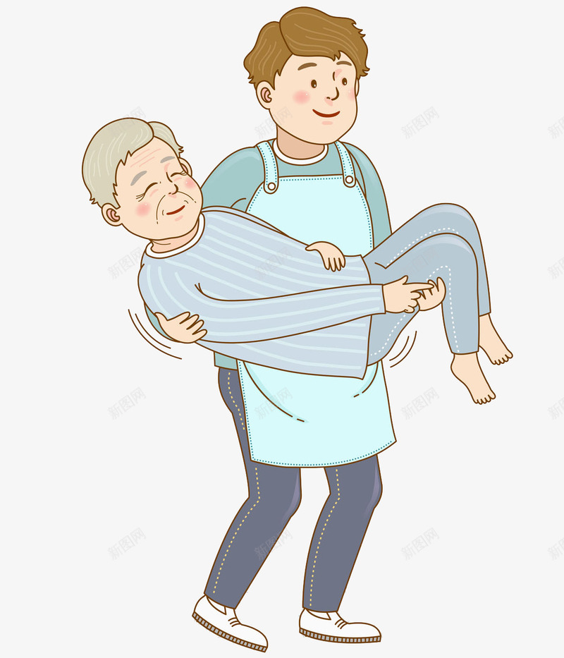 抱着老人的男人图png免抠素材_88icon https://88icon.com 卡通 手绘 护工 爱心 男人 病人 老人 高兴地