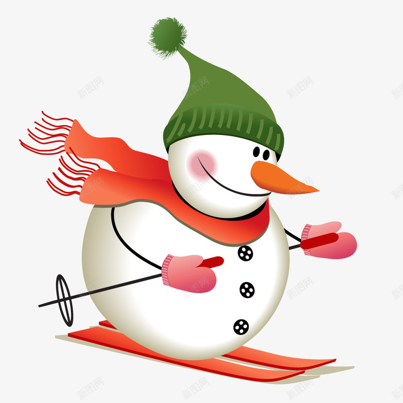 滑雪橇的雪人png免抠素材_88icon https://88icon.com 雪人 雪橇