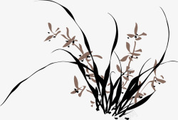 手绘中国风黑色小草装饰素材