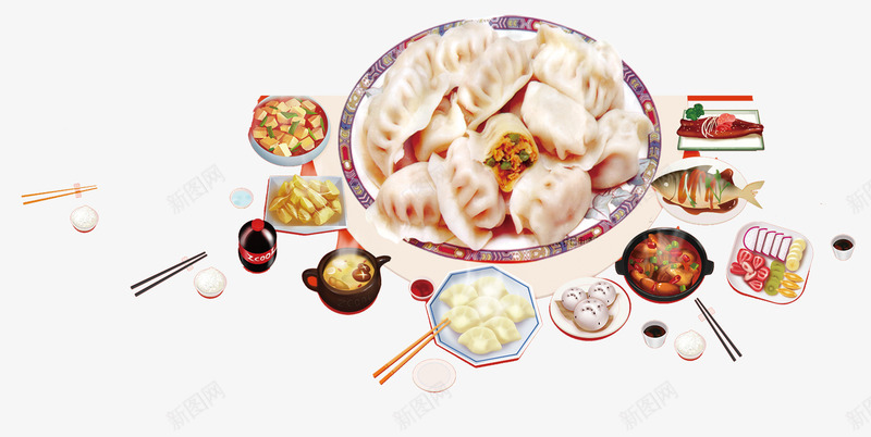 团年饭大餐png免抠素材_88icon https://88icon.com 吃团年饭 合家 合家团圆 合家欢乐 合家欢喜 团团圆圆 团圆 年夜饭 幸福 阖家团圆 阖家幸福 阖家欢乐 阖家欢喜 饭桌 饺子