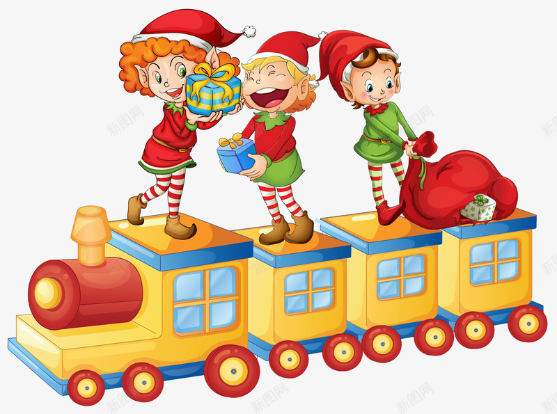 火车上戴着圣诞帽的小孩png免抠素材_88icon https://88icon.com 交通工具 列车 圣诞节 旅行 旅途 火车 火车头 火车轮 行驶 轨道