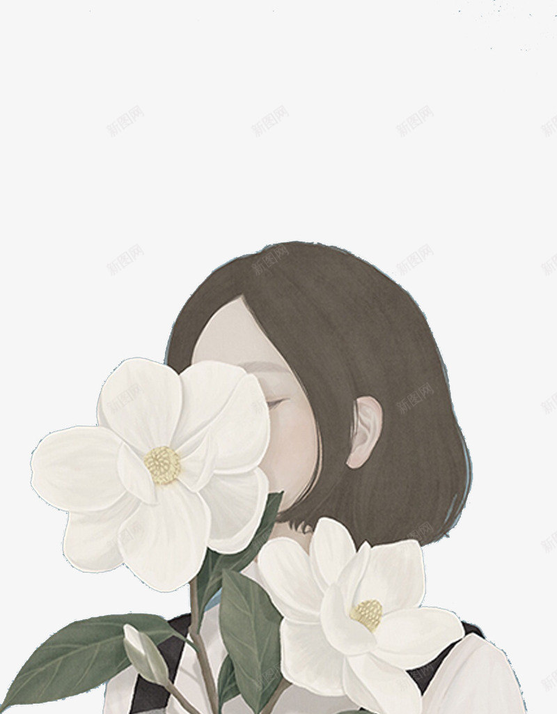 唯美手绘插画png免抠素材_88icon https://88icon.com 唯美 女生 小清新 手绘 插画 水彩