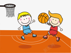 卡通小孩打篮球片素材