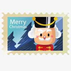 圣诞老人邮票简约矢量图素材