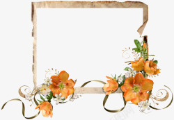 花朵旧纸边框装饰图案素材