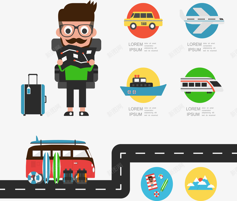 旅游路线图png免抠素材_88icon https://88icon.com 徒步旅行 毕业旅行 矢量素材 路线图