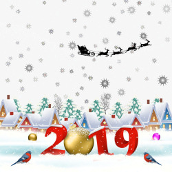 2019雪景圣诞节装饰矢量图素材